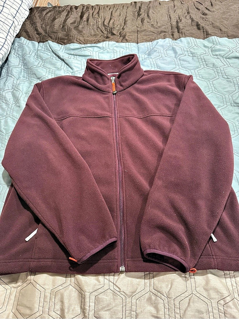 Vintage LL Bean Fleece Jacket Coat Full Zip Mens Size XXL Red Maroon Outdoor